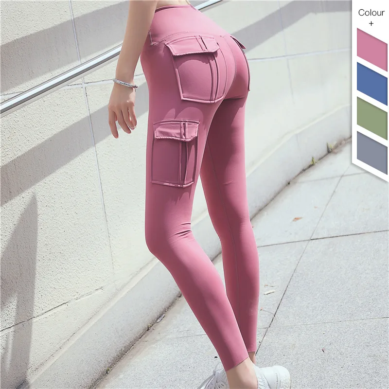 

Women's Yoga Leggings High Waist Workout Running Sport Pants Fitness Control With pockersLeggings Stretchy Gym Seamless Sportwe