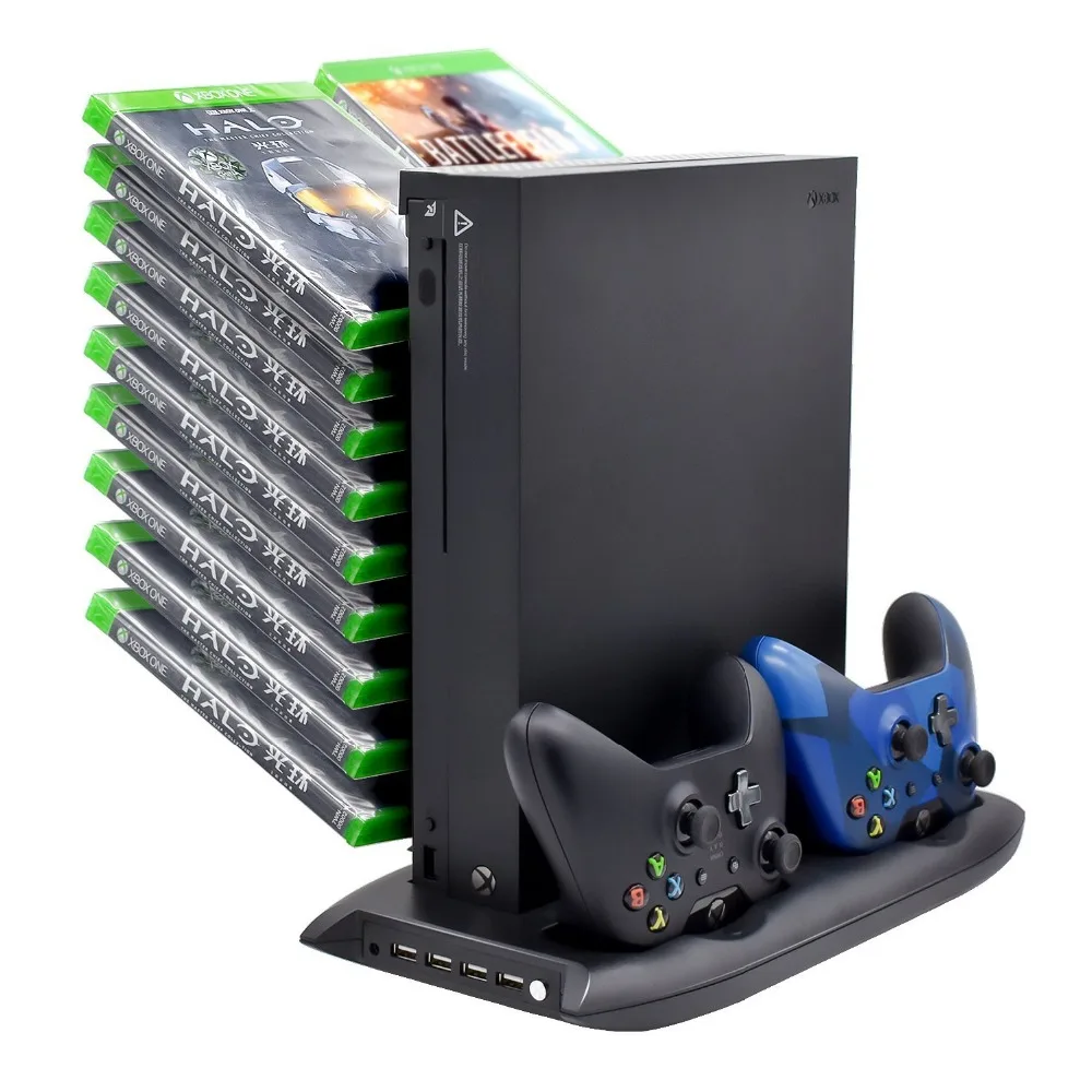 Vertical Stand Cooling Fan with Game Discs Storage Tower Mounts