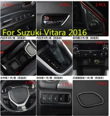 Автомобильный Стайлинг ABS углеродистая черная линия внутренняя отделка автомобильных аксессуаров, модифицированные аксессуары для Suzuki Vitara(L