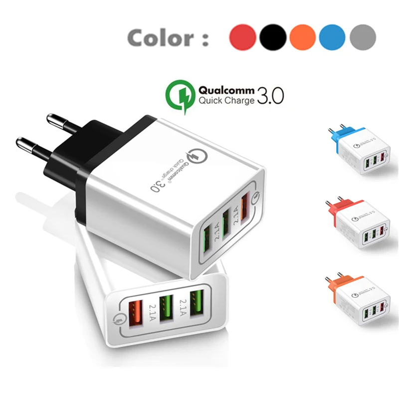 

Quick Charge 3.0 USB Charger 5V 2.4A QC3.0 Fast Charging USB Wall Charger for iPhone Samsung Xiaomi Mobile Phone Charger 3 USB