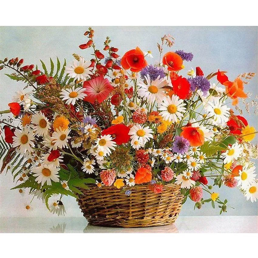 

DIY Digital Painting By Numbers Package Wicker basket oil painting mural Kits Coloring Wall Art Picture Gift frameless