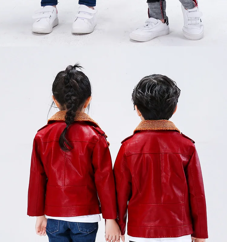 Зимняя кожаная куртка для мальчиков и девочек, детская кожаная куртка, передовое пальто из искусственной кожи с имитацией, стильная одежда с отделкой, дюйм3-12yrs