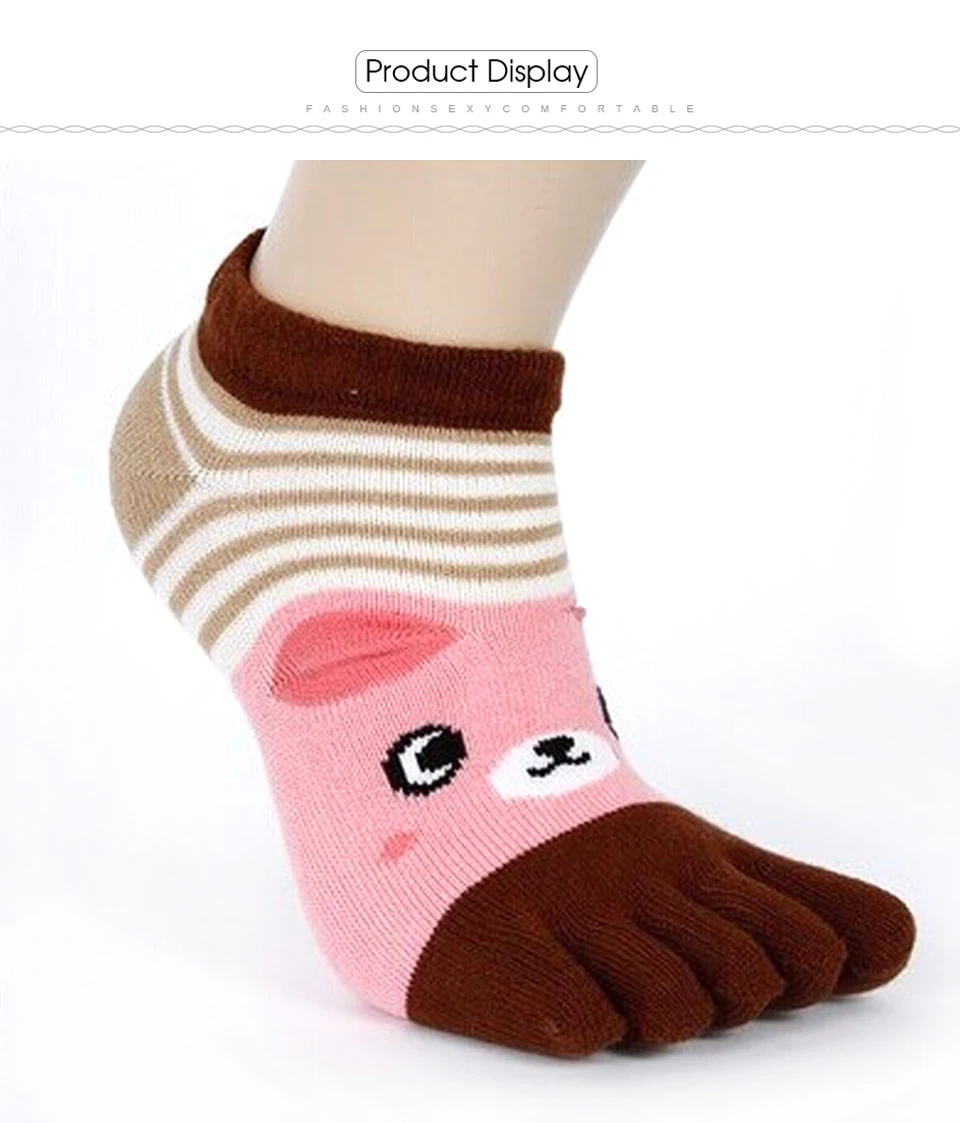 5pairslot Five Finger Toe Socks Cotton Polyester Winter Funny Socks Fashion Cute Cartoon Breathable For Girls Women Female (1)