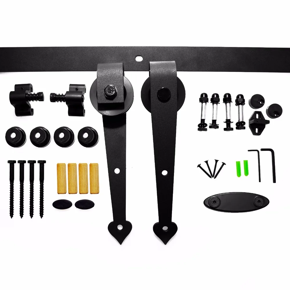 LWZH Track Roller Design Sliding Barn Door Track System Door Hardware Wood Barn Hanging Sliding Track Kit for Single Door