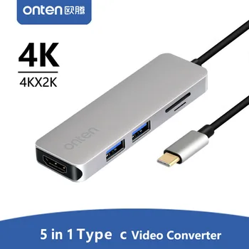 

ONTEN 4k Type C to HDMI TV Projector Video Adapter Cable with SD SDHC MicroSD TF Card Reader + USB 3.0 HUB For MACBOOK MAC PC