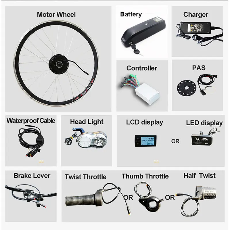 Discount 250W-500W Electric Bike Conversion kit with Lithium Battery Front Hub Motor Wheel MTB Road Bike E bike Kit Ebike Conversion Kit 1