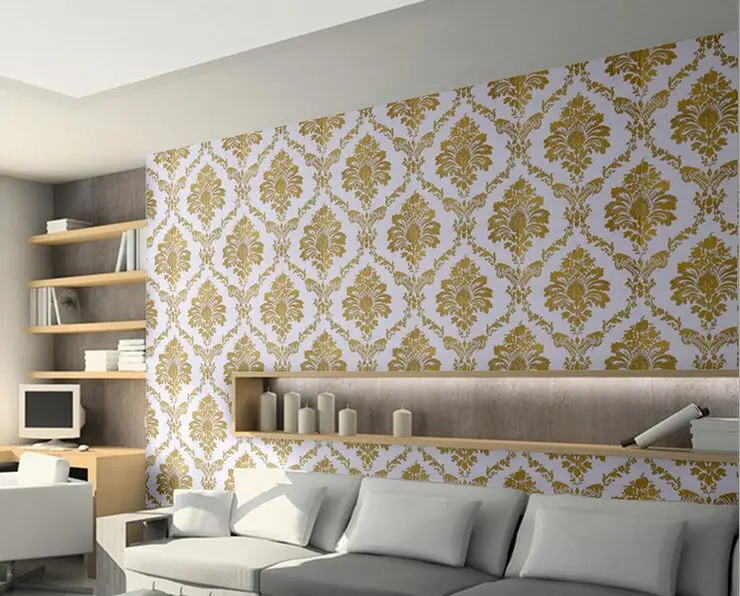 

European style Damask Wall paper Roll Modern Luxury Wallpapers Floral desigh for Living Room Walls papel de parede pa