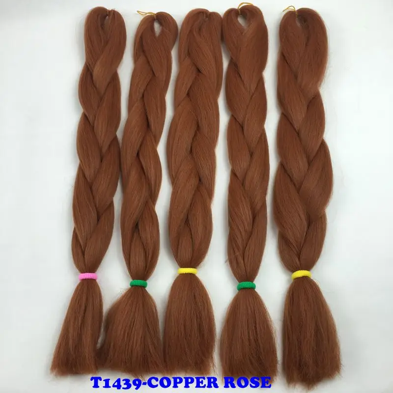 Роскошная 1 упаковка, 24 дюйма, 60 см, 80 грамм, темно-синий, оливковый, зеленый, розовый, ванильный, синтетические огромные косички для плетения волос, косички - Цвет: T1B/красный