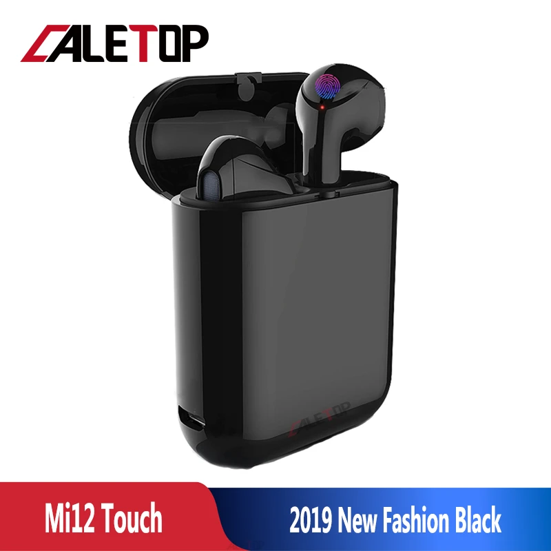

CALETOP Mi12 Black TWS Bluetooth 5.0 Wireless Headphones Stereo Earbuds Touch Control Earphones With Microphones Handsfree Call