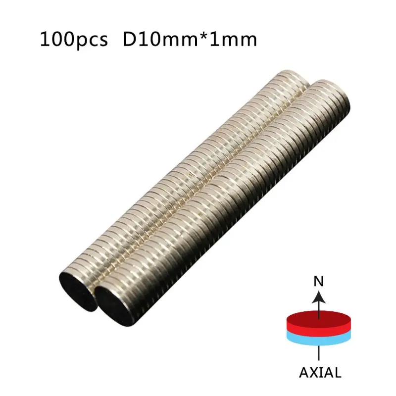 

100pcs/lot 10*1mm Super Powerful Strong Rare Earth Block Magnet Neodymium N50 Magnets