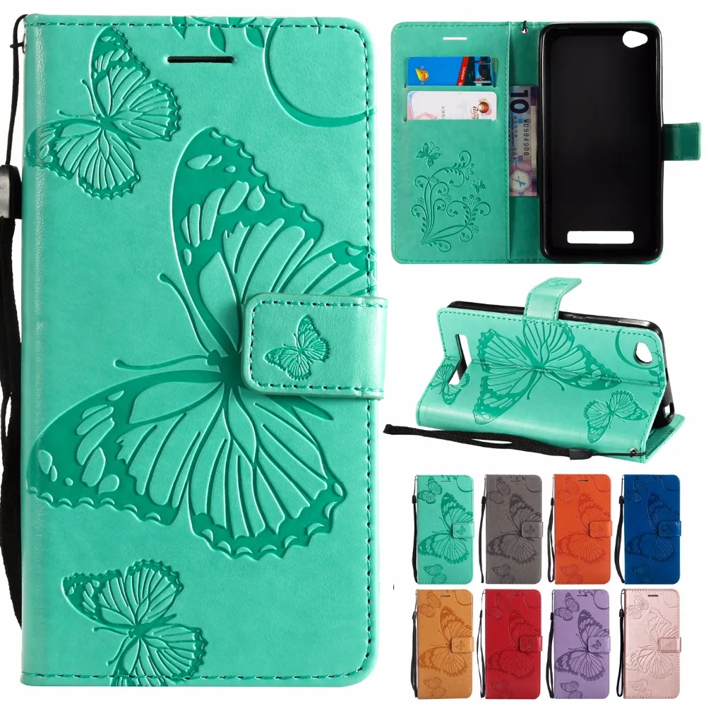 

for xiaomi redmi 4X 4A 5 Plus 5plus S2 phone case card slots pocket luxury flip cover holster PU cover coque case 3D Butterfly