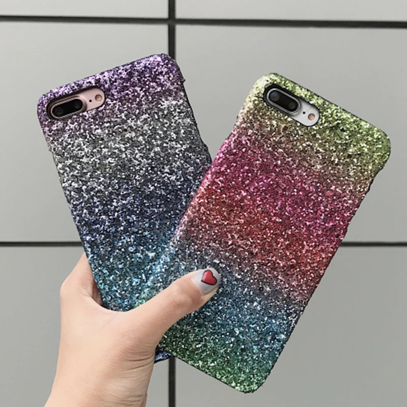 Aoweziic Luxury Sexy Diamond Secret Colorful Gradient Glitter Bling Powder Case For iPhone6S Sparkle Cover For X XS 7 8 Plus Diy