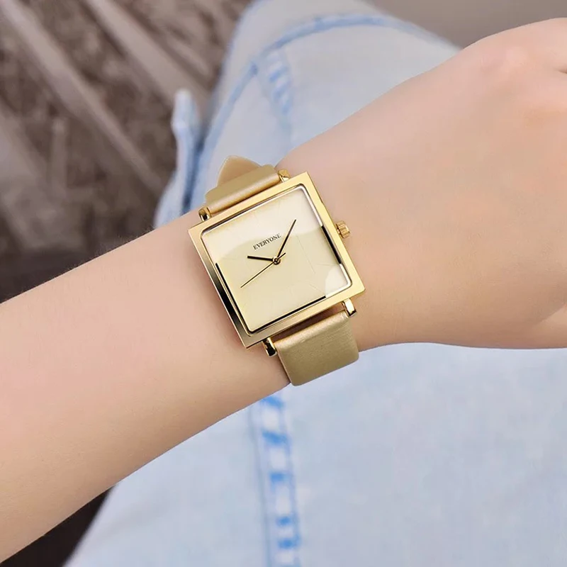 2018 New Genuine Leather Quartz Watch Lady Watches Women Luxury Antique Stylish Square Dress Watch Relogio Feminino Montre Femme