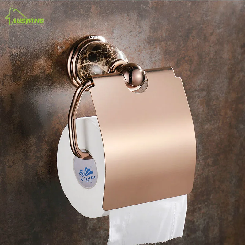 

European Brass Tissue Box Rose Gold Toilet Paper Holder Antique Ceramic Polished Tissue Roll Holder Bathroom Accessories mj1