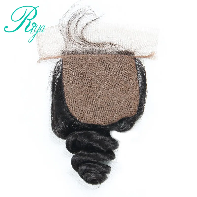 

Riya Hair Silk Base Closure Loose Wave Free Part Brazilian Remy Human Hair 4x4 Middle Brown Lace Bleached Knots With Baby Hair