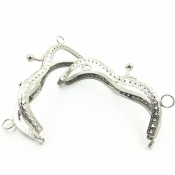 

1Pc Kiss Clasps Clips Lock Clutch Coins Purse Handbag Handle Silver Tone M Shape Frame Making Findings 11cm