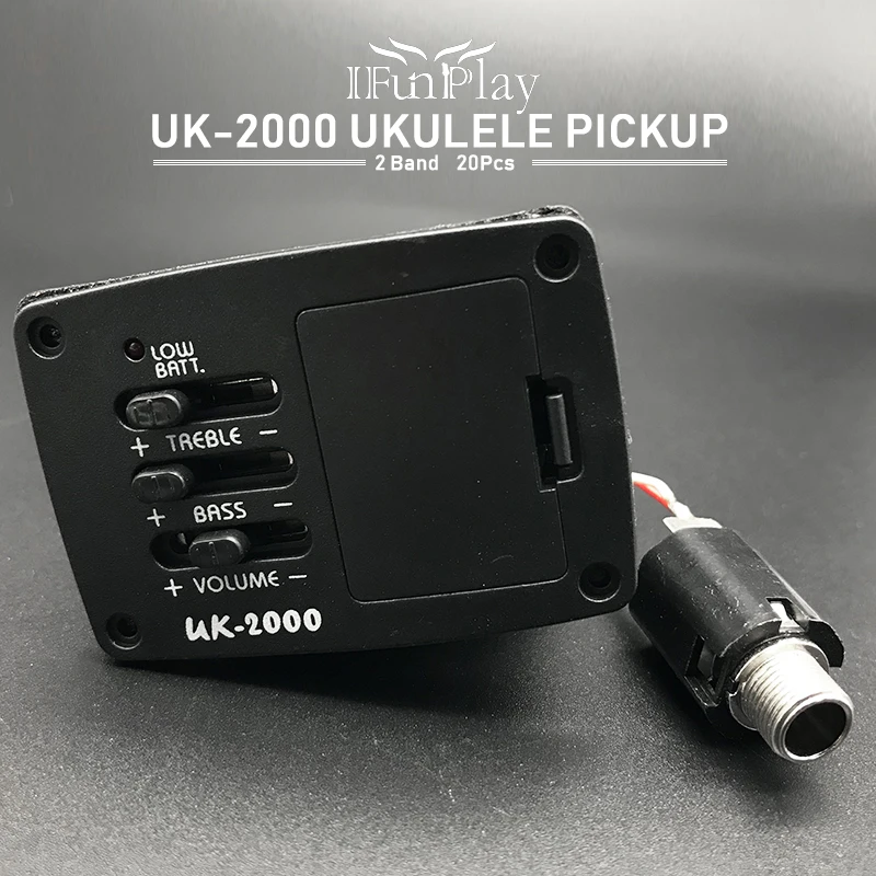 20pcs UK2000 2 Band Pickup EQ Preamp for Ukulele Mini Guitar Hawaii Acoustic Guitar Equalizer