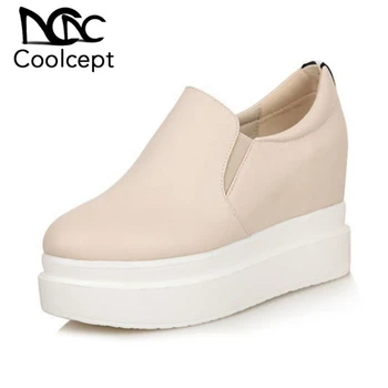 

Coolcept New Women Pumps Thick Bottom Increasing Height Shoes Elastic Band Round Toe Daily Leisure Women Footwear Size 31-43
