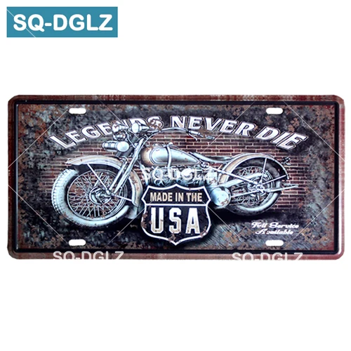 [SQ-DGLZ] Мотоцикл и автомобиль номерной знак бар Настенный декор США оловянный знак винтажный металлический знак домашний декор живопись таблички плакат - Цвет: 0034