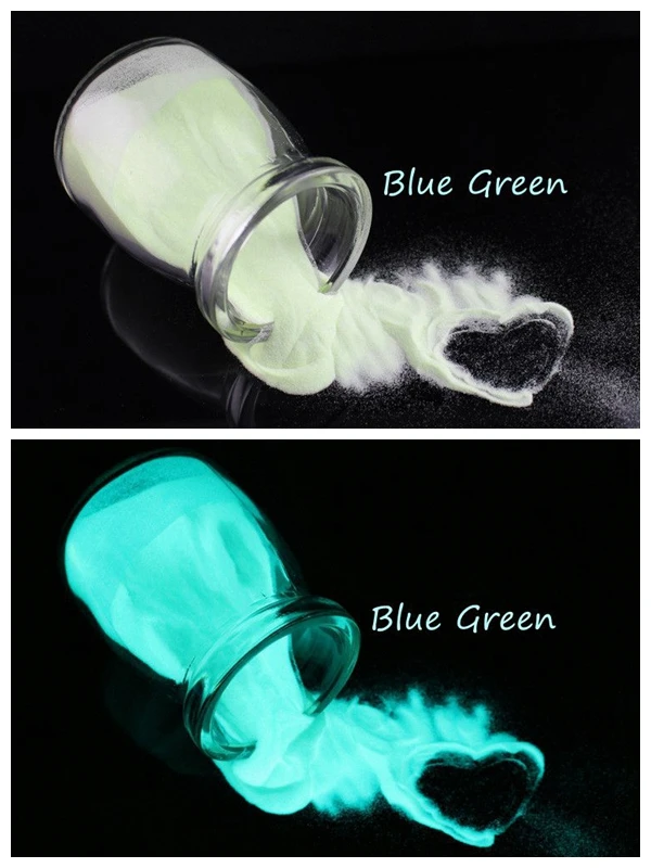 50 г Яркий синий цвет и зеленый цвет фосфорная пудра светится в темноте порошок светящийся пигмент для лака для ногтей, живописи, DIY ногтей