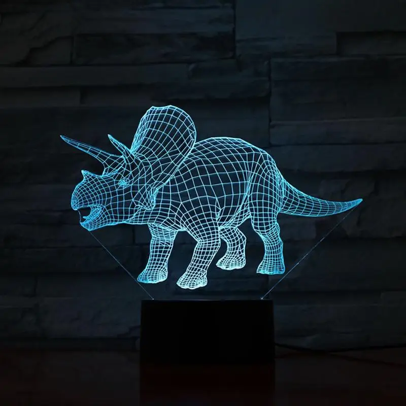3d лампа Парк Юрского периода динозавр Трицератопс иллюзия ночсветильник