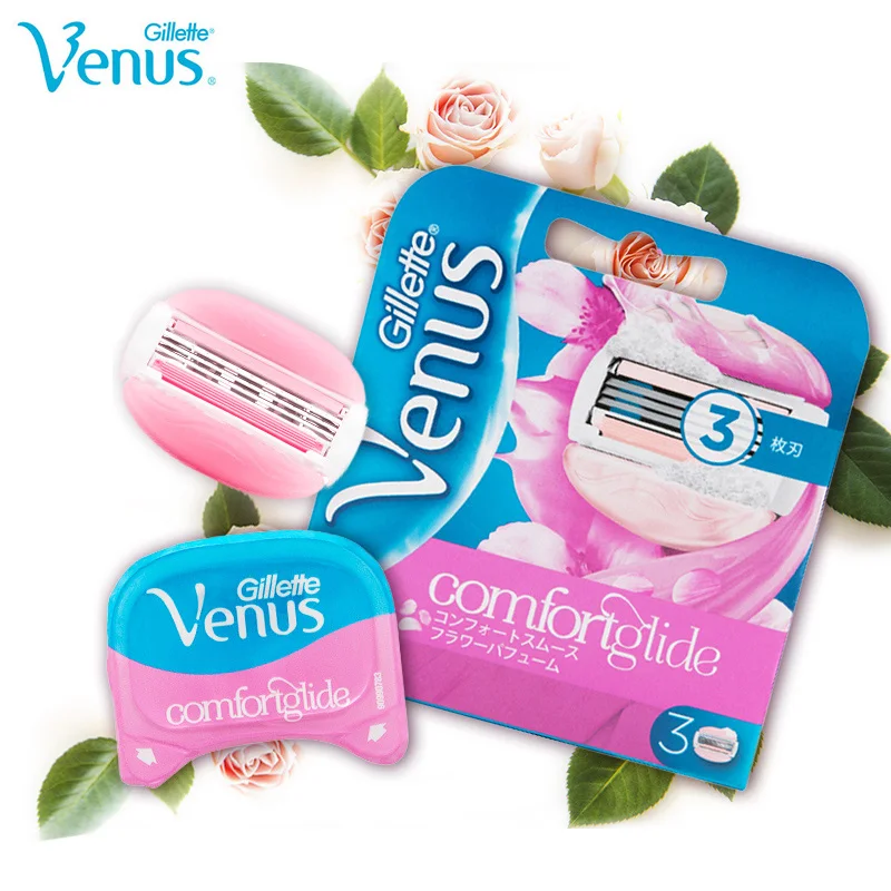Women Blades Gillette Venus White Tea 3 Layers Blade Fragrant Soap Girl Body Shaving Hair Replacement Razor Blade Refills 3Pcs