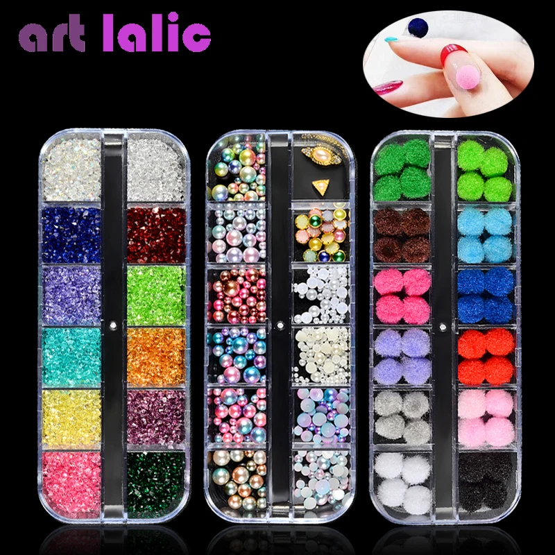 

1 Box Nail Art DIY Nail Fingernail Glitter Hollow Alloy Colored Pearl Horse Eyes Sequins 3D Rhinestone Manicure Decoration Tips