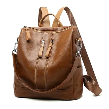

2019 Women PU Leather Backpack Fashion Travel Camping Shoulder Bags Vintage School Backpack Feminina Rucksack Mochilas Mujer