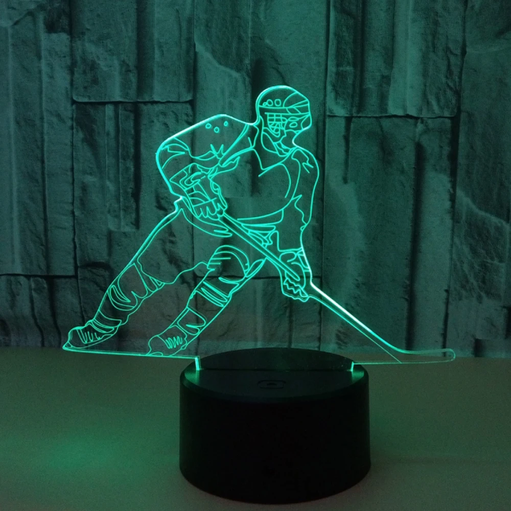 3D LED хоккейный плеер настольная лампа USB визуальная прикроватная Ночная для детей