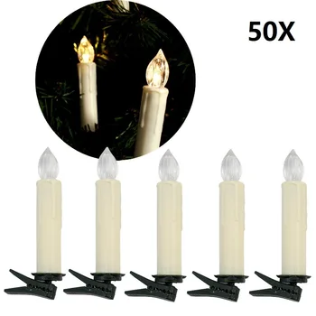 

50PCS LED Candle Warm White Lighting Dimmable LED Candle Light Flameless Christmas Tree Festival Indoor Decoration