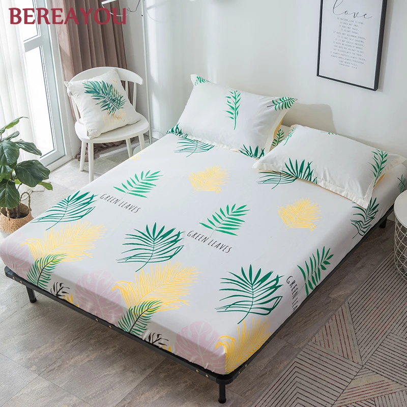 

Simple 100% Cotton Bed Sheets Cartoon Print Fitted Bed Sheet Twin Full Queen Size Bed Linens Double by Single 1.5m drap housse
