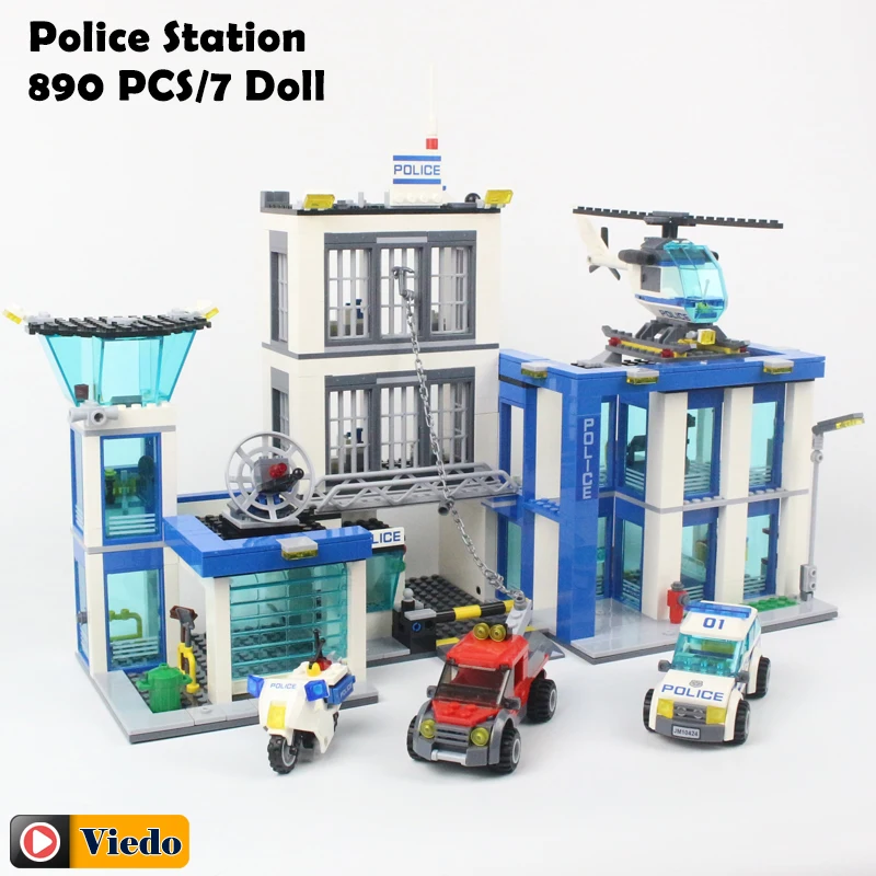 

Bela 10424 City Police Station motorbike helicopter Model building kits compatible with lego city 60047 blocks Educational toys