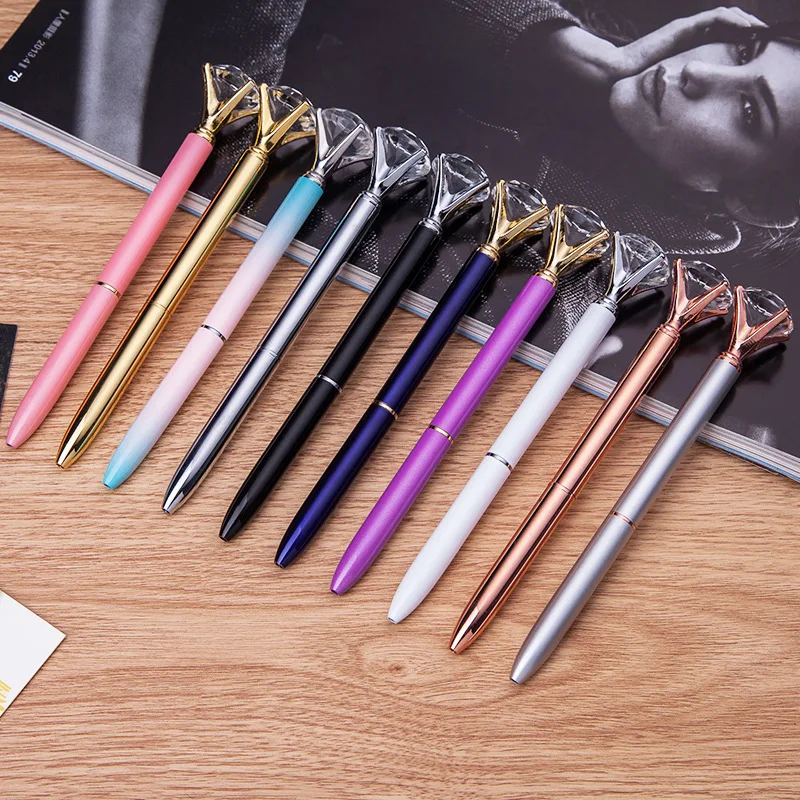 

New School Stationery High Quality Big Crystal Diamond Ballpoint Pen Bling Crystal Metal Pen School Office Supplies