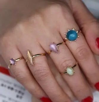 

Hot Sale 5 UNIDS Turkish Nature Stone Rings Sets Charm Midi Knuckle Ring Rings Adjustable opening For Women Gift