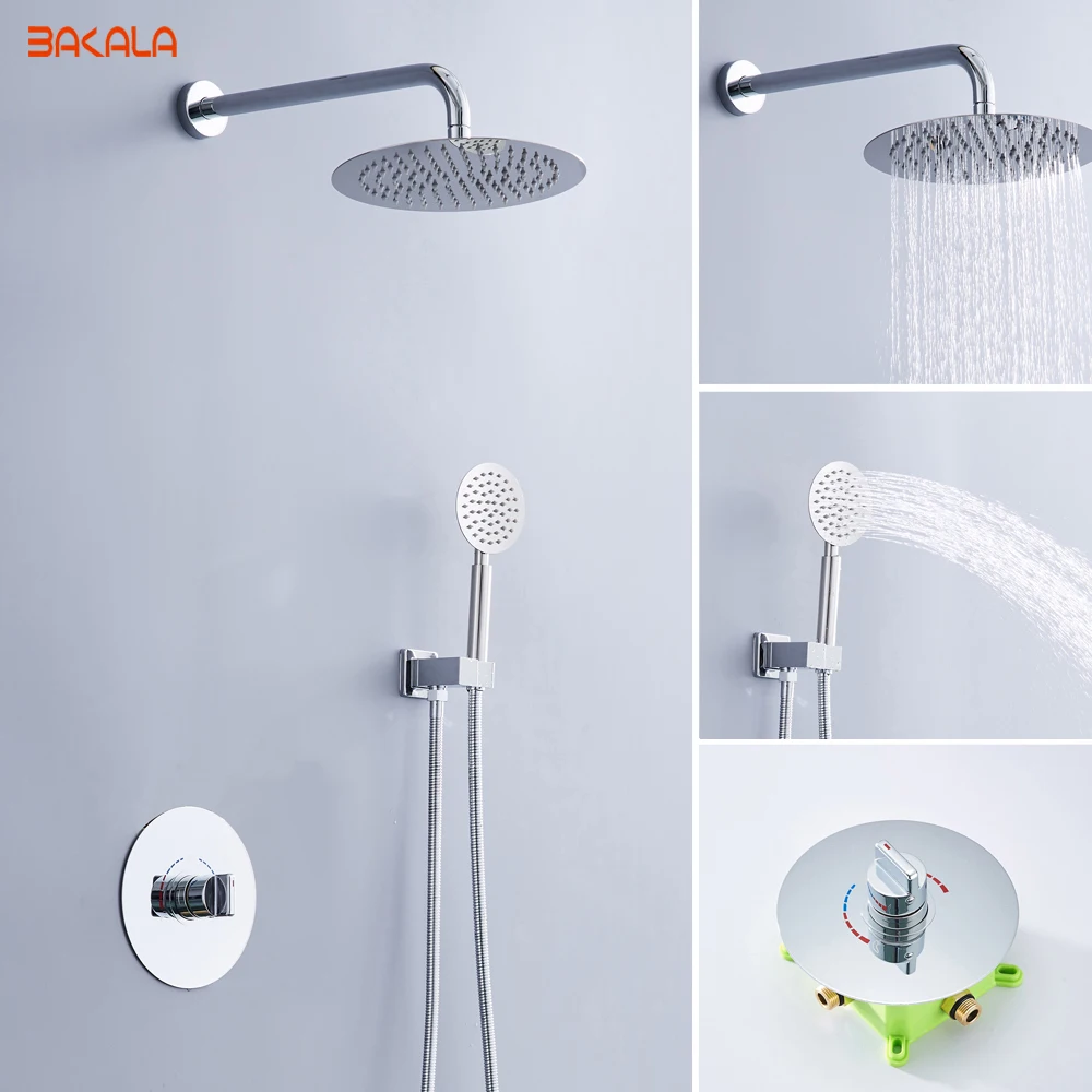 Luxury Rain Bath Combination Digital Shower Mixer Wall Mounted Rainfall Shower Head Stainless