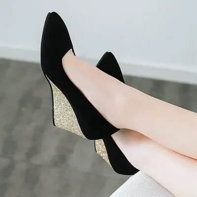 

Spring pointed wedge single shoes ladies mother high heels shallow breath temperament wild shoes
