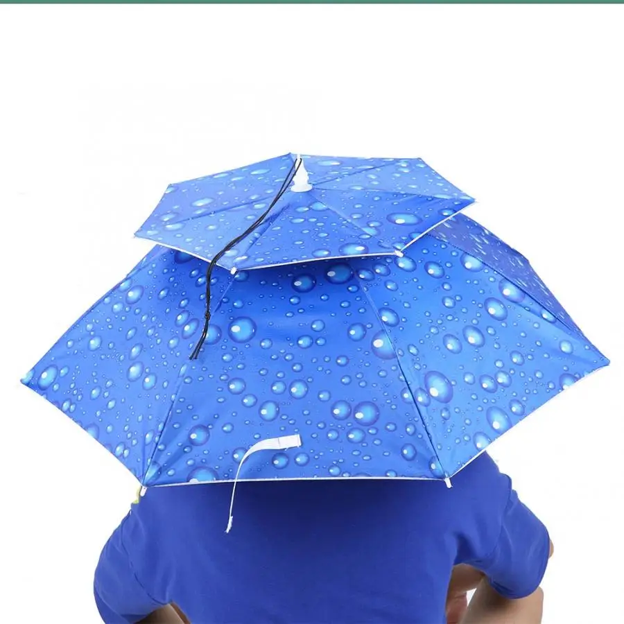 Outdoor Sport Umbrella Hat 77cm Sunscreen Windproof Head-Mounted Umbrella Top Folding Hat Umbrella Umbrellas