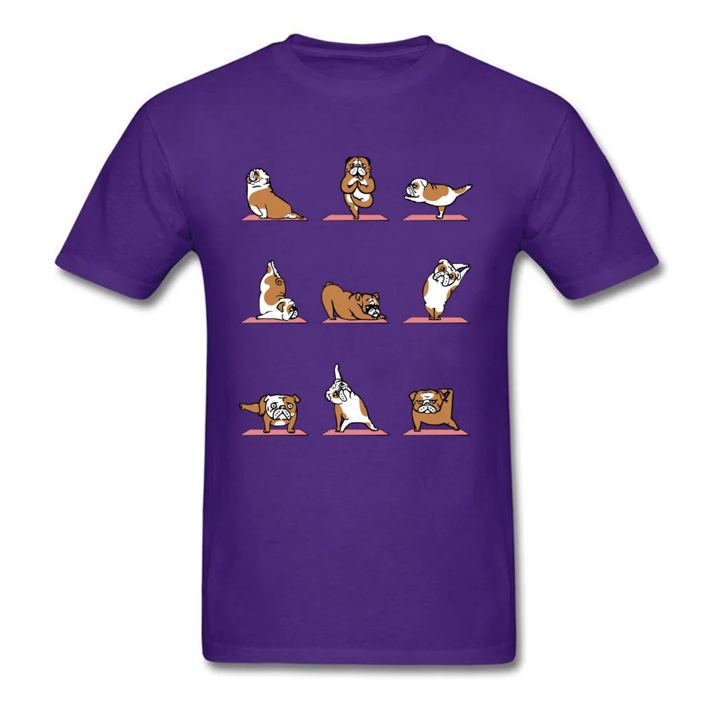 Tops Tees English Bulldog Yoga Summer 2018 New Printed Short Sleeve Pure Cotton Crew Neck Men T-shirts Printed T-shirts English Bulldog Yoga purple