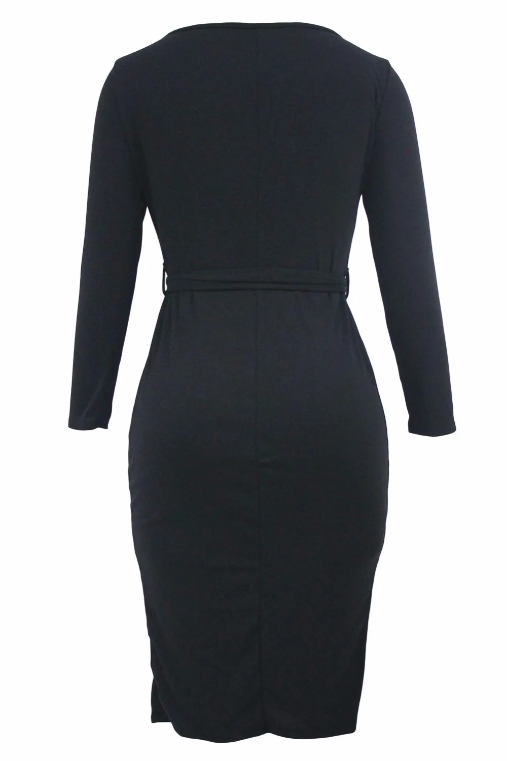 Black-Long-Sleeve-Button-Down-Midi-Dress-with-Sash-Belt-LC61385-2-3