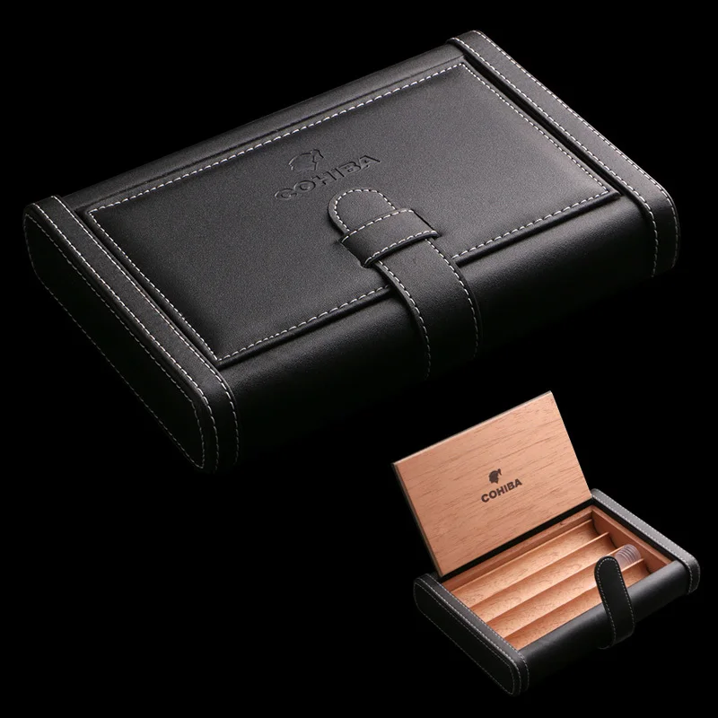 Портативная сигара Humidors(удерживайте 4 шт) кожаный портсигар коробка для сигар