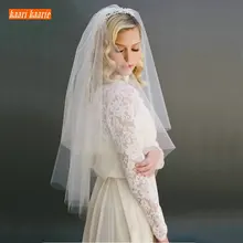 Модная белая короткая фата для невесты, два слоя, 75 см, с combe, фата цвета слоновой кости для свадебной вечеринки, тюль, вуаль,, Новое поступление, yashmac