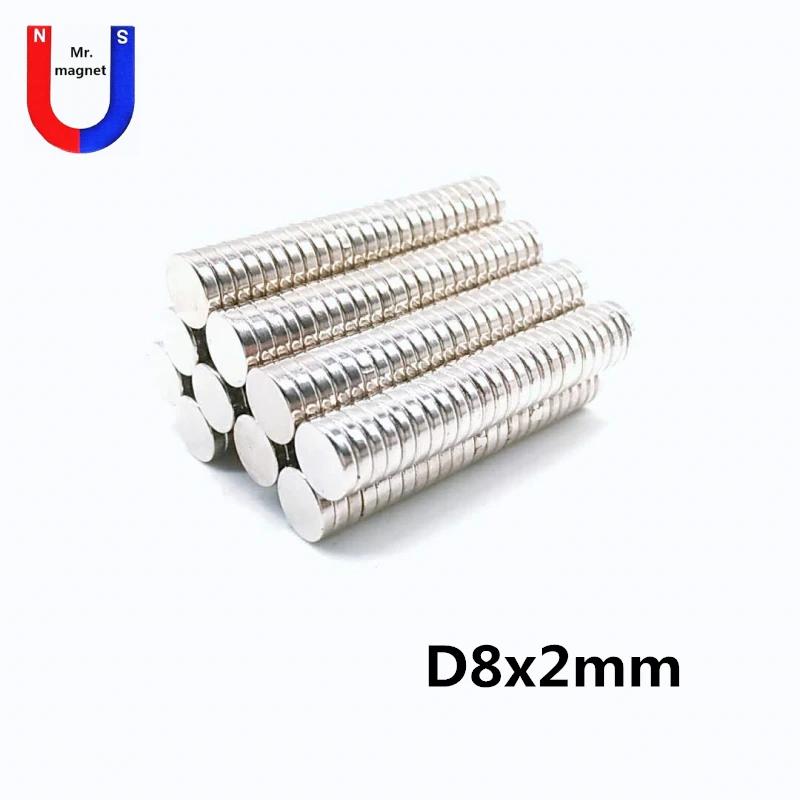 

100pcs 8x2 Mini small disc round neodymium magnet 8mm x 2mm jewelry magnets 8*2 super strong powerful rare earth magnet N35