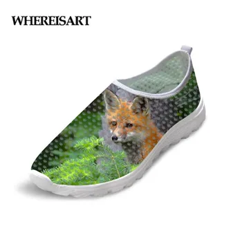 

WHEREISART Hard-Wearing Men's Shoes Men Safety Shoes For Man Breathable Casual Outdoor Walking Loafers Summer Fox Pattern Shoes