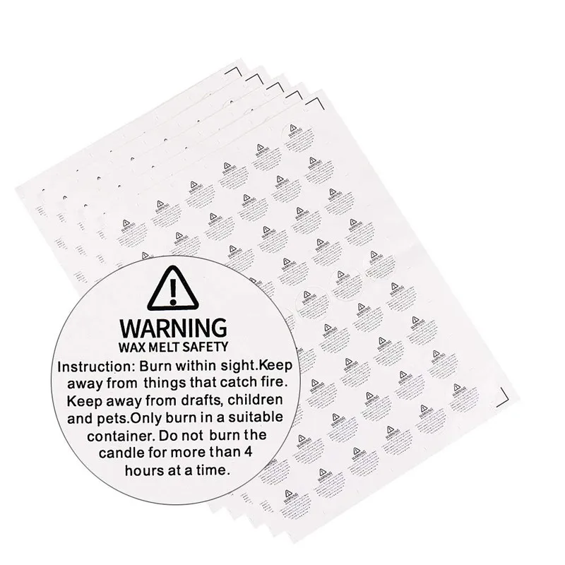 3 Sheets 1.2 Inch Wax Melting Safety Stickers 162PCS Circles Candle Jar Container Labels Candle Warning Stickers