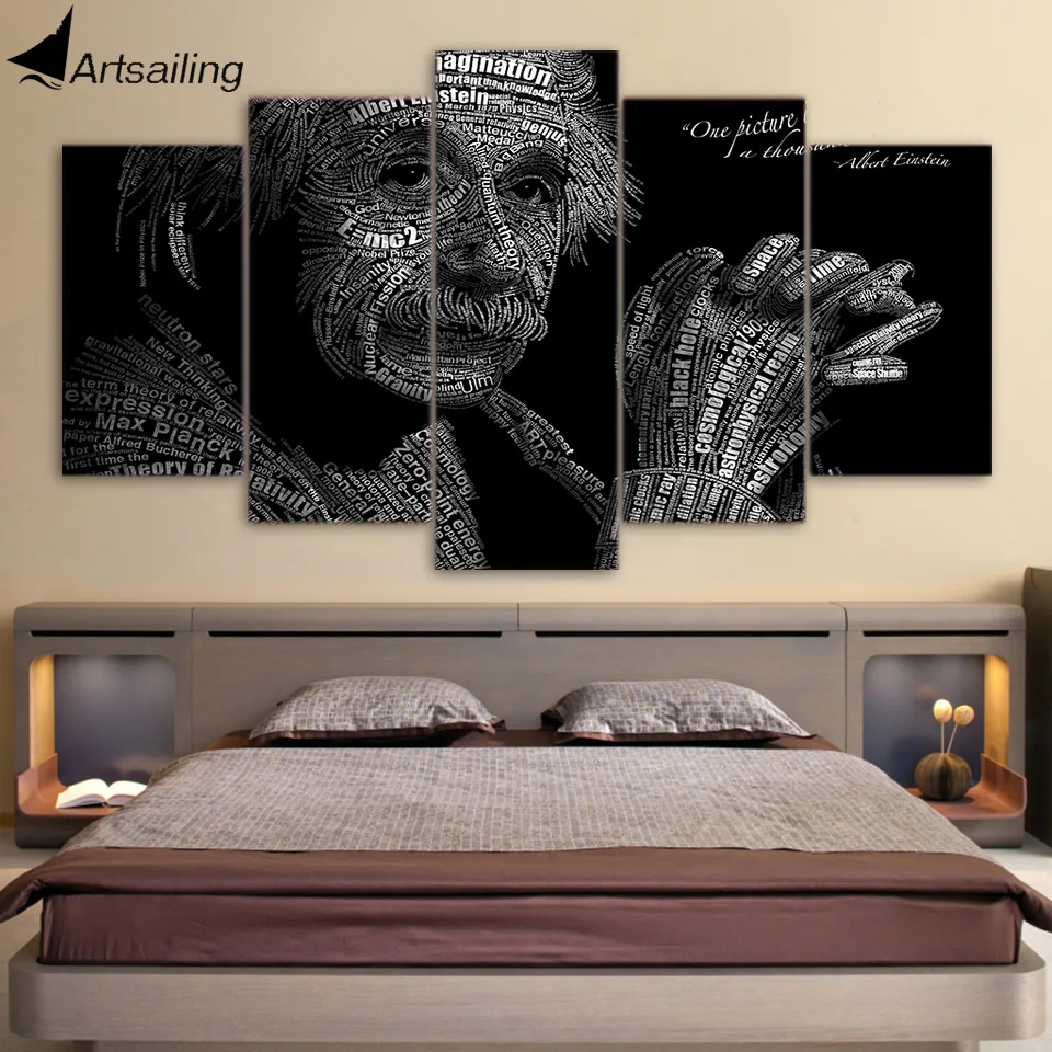 

HD Printed 5 Piece Canvas Art Physics Equation Albert Einstein Painting Wall Pictures for Living Room Free Shipping ny-7433C