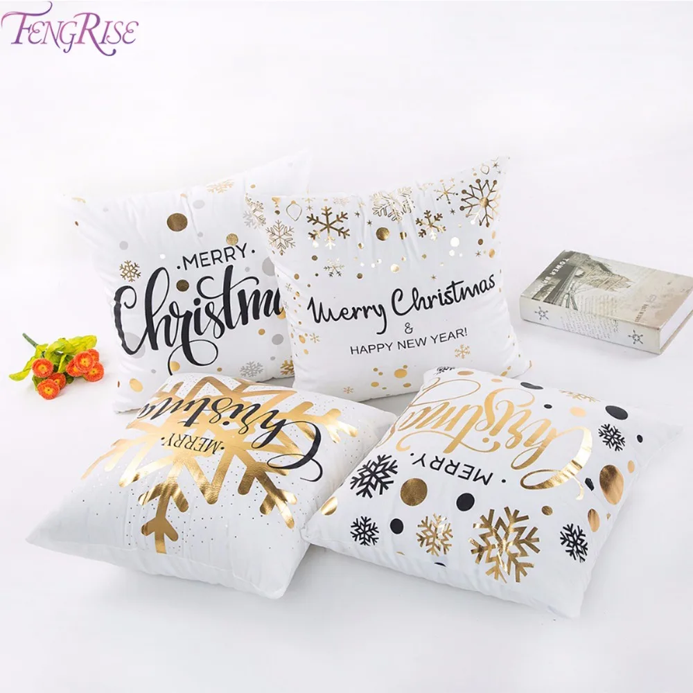 

FENGRISE 45x45cm Cotton Linen Merry Christmas Pillow Case Christmas Decorations for Home Happy New Year Decor 2019 Xmas Gifts