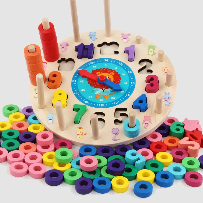 Деревянные игрушки учатся говорить время деревянные цифровые часы с животными Монтессори вспомогательный материал для обучения детей Детские Игрушки для раннего обучения для детей
