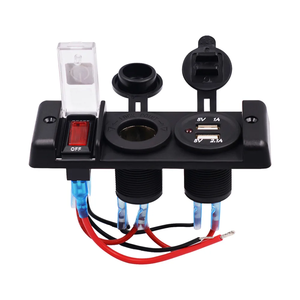

IZTOSS Car / RV / Ship Caravan Motorhome DC 12V Auto One-Band Lens Switchs Combination Panel Dual Usb Auto Lighter Socket