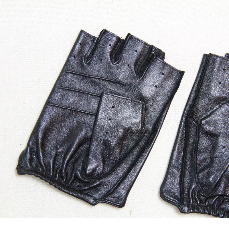 Leather Half Finger Gloves Men Summer Breathable Driving