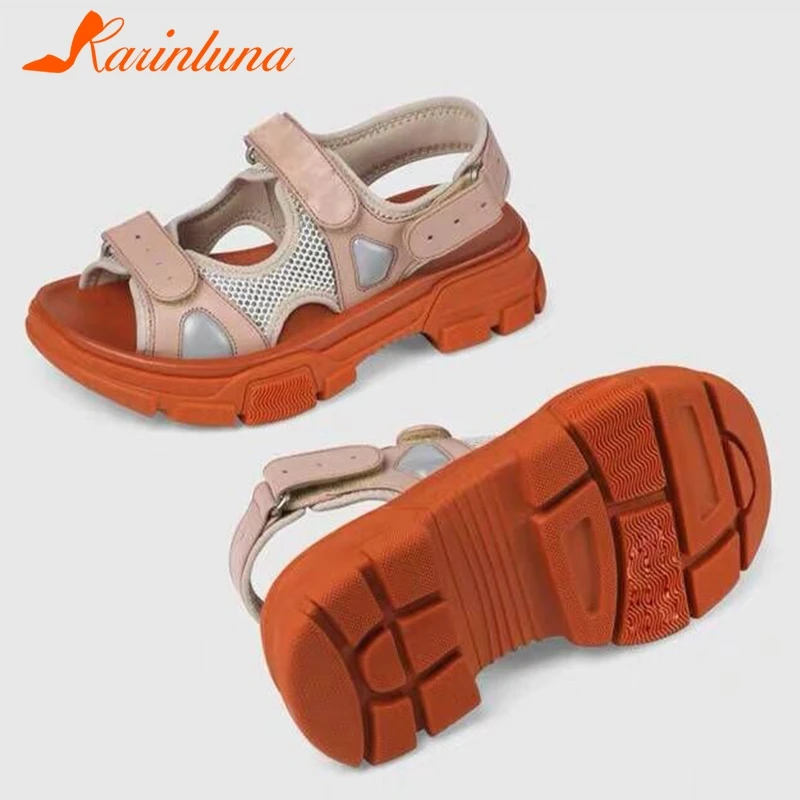 

2019 New Brand Same Style Cool Platform Sandals Women Split Leather Ladies Summer Decorating Beach Women Wedges Shoes Woman
